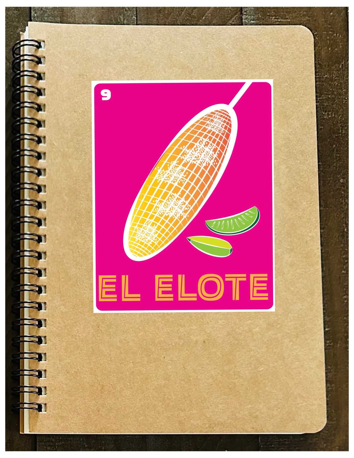 El Elote, El Guacamole, El Tajin Mexican Loteria Spiral Kraft cover A5 8.25x5.5 Journal sketch notebook