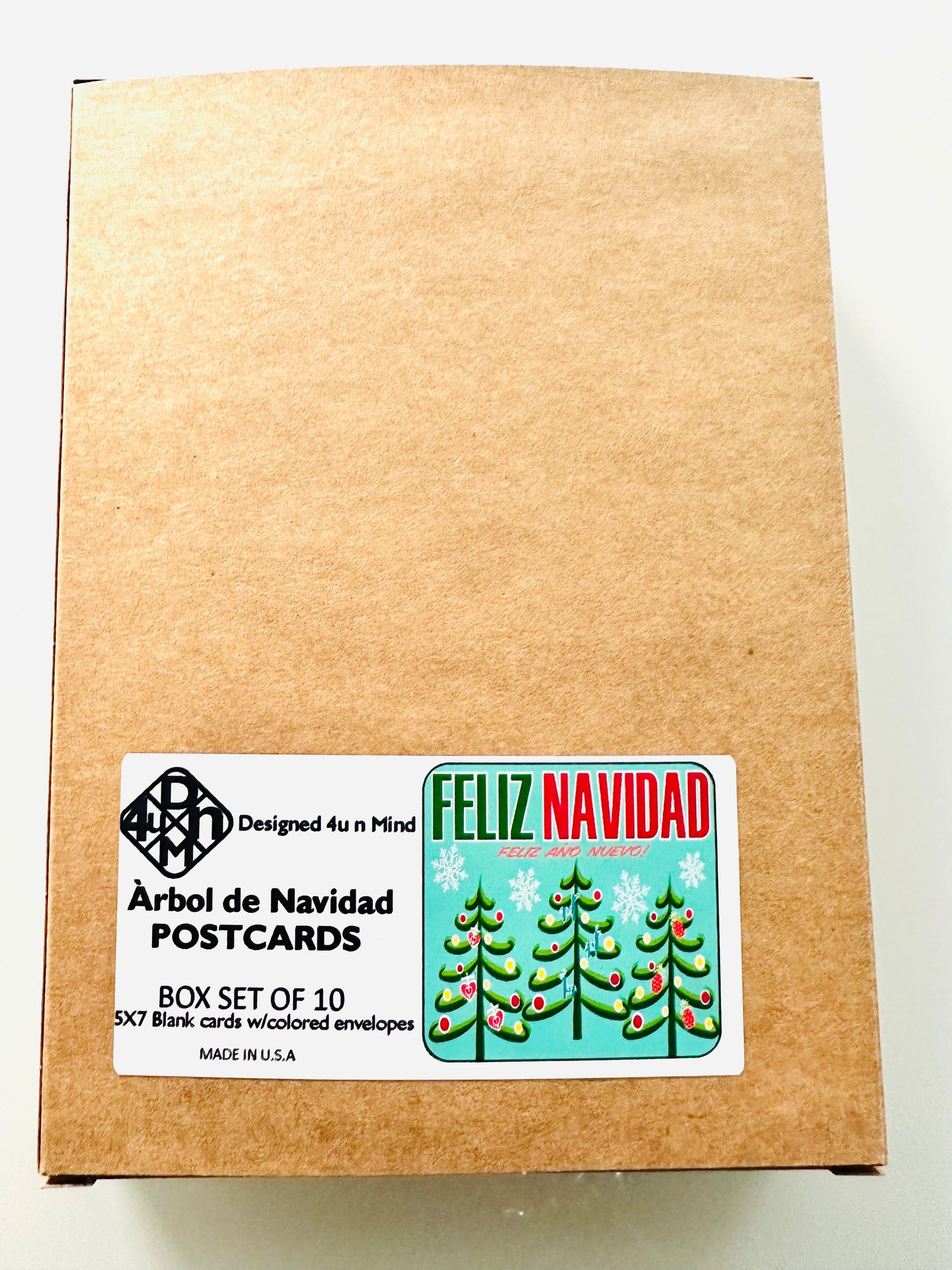 Arbol de Navidad Holiday Boxed Stationery Greeting Post card set of 10 size 5 X 7