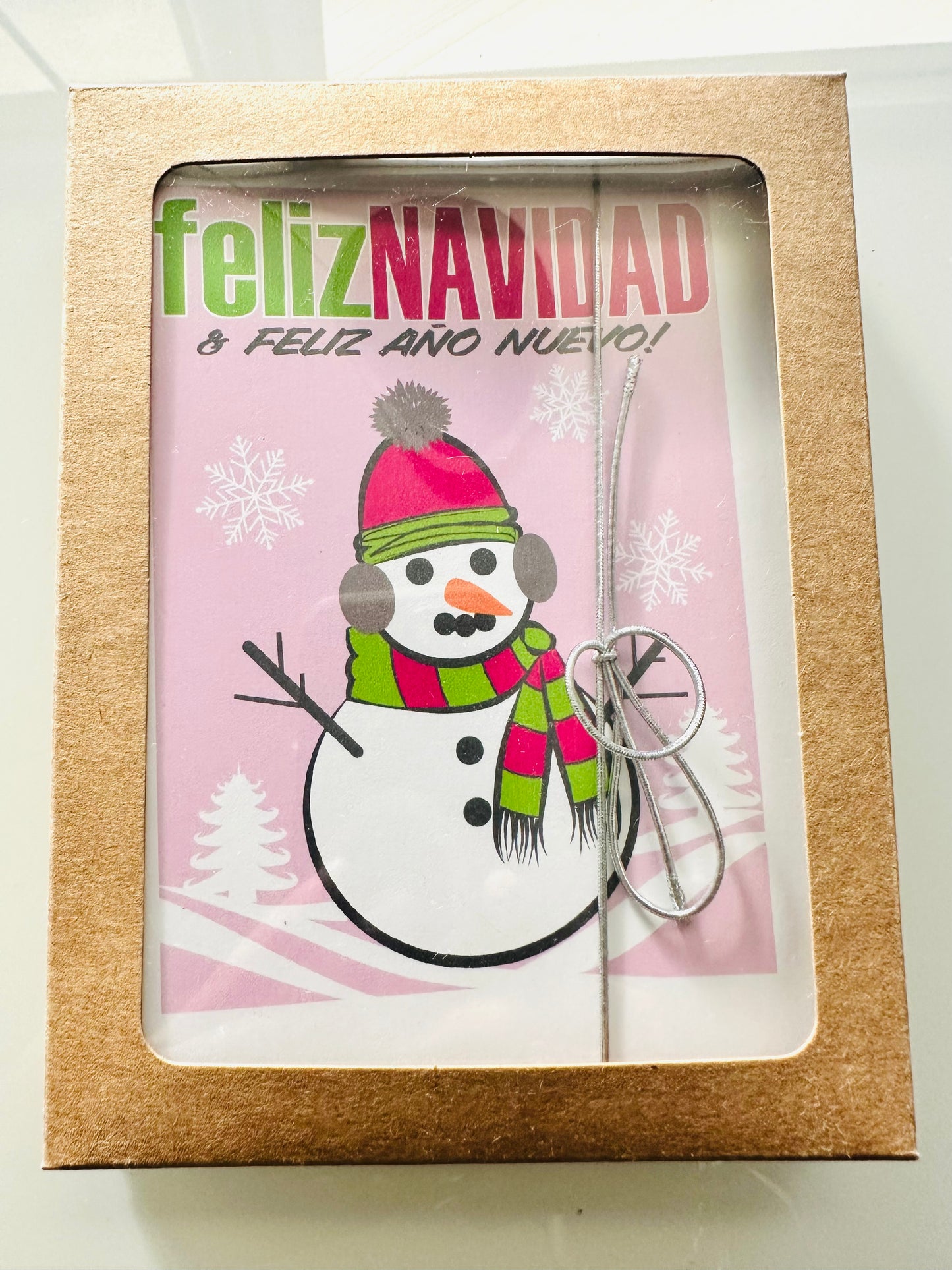 FELIZ NAVIDAD SNOWMAN Holiday Boxed Stationery Greeting card set of 10 size A2