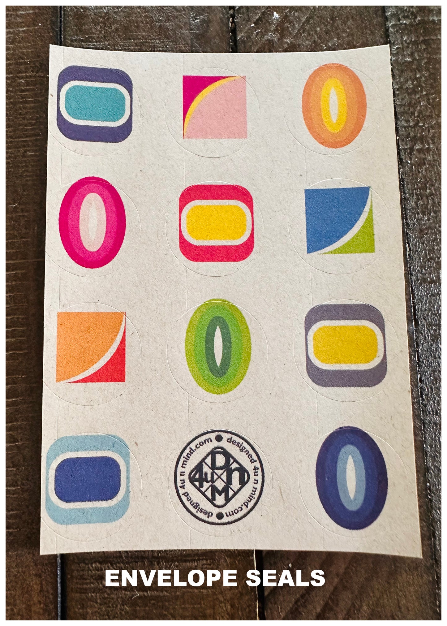 Blue BORDER GEO A2 Size Geometric note card set of 10