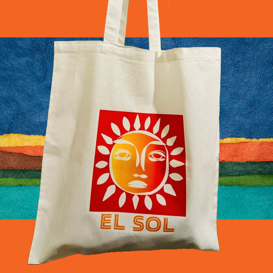 White EL SOL pool or beach Unisex Cotton Reusable Tote Bag
