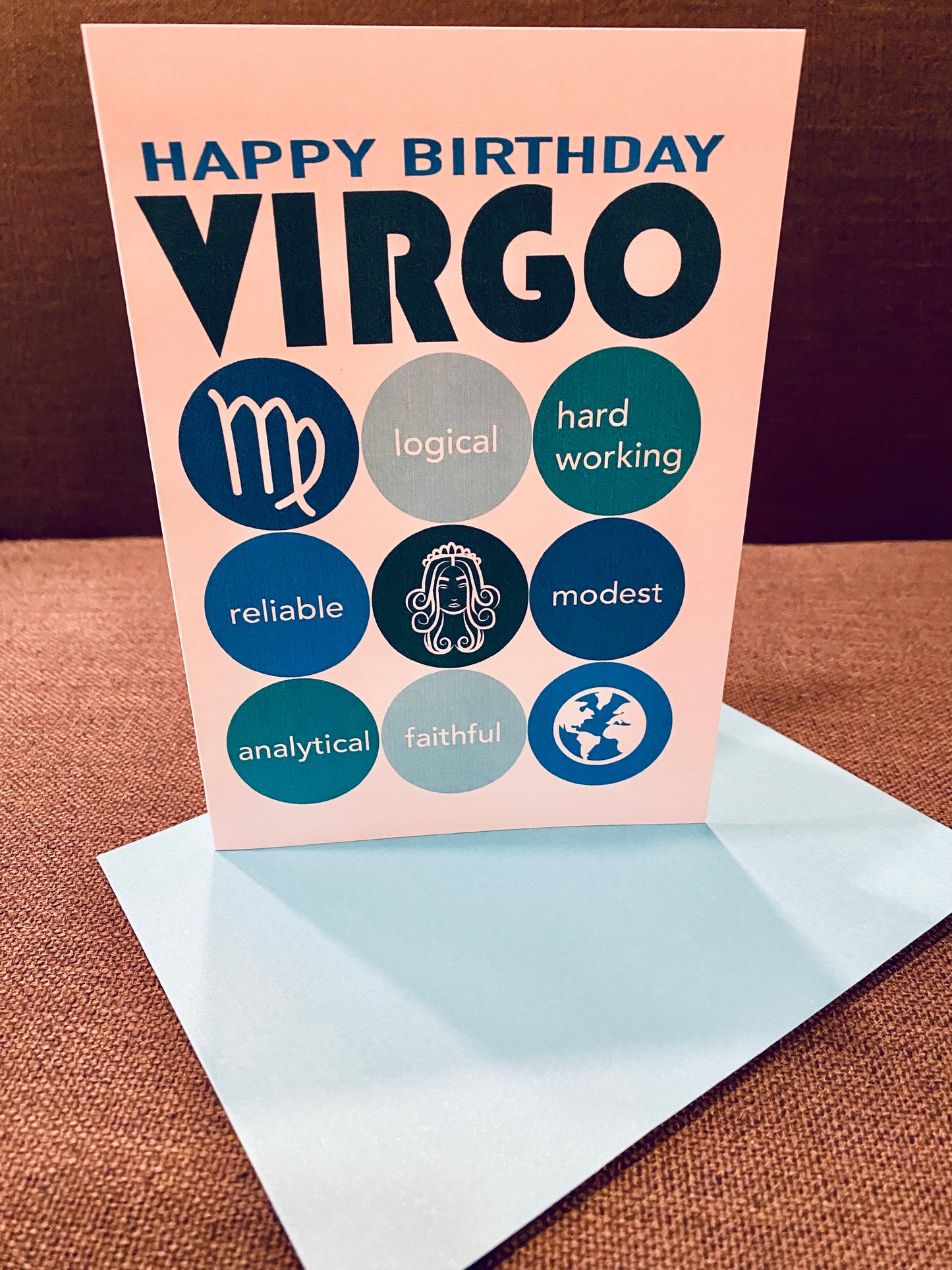VIRGO HAPPY BIRTHDAY 5x7 Astrology Greeting Card with signs traits