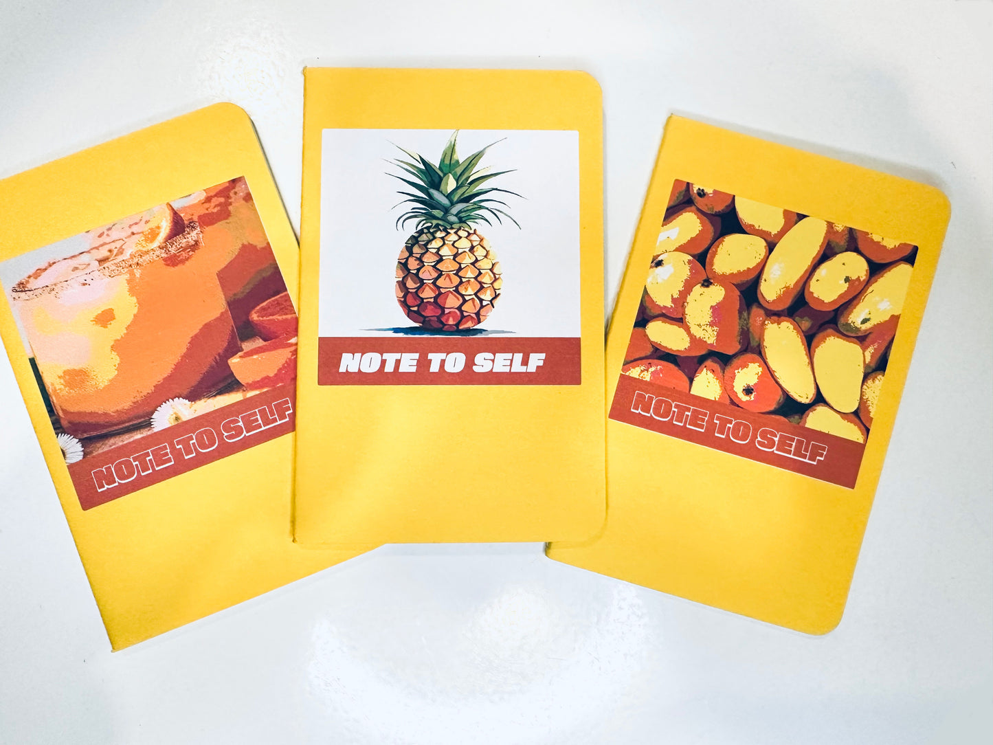 Yellow MINI NOTEBOOKS Set of 3 Tropical theme