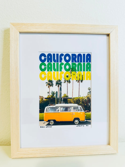 Vintage CALIFORNIA SURF BUS Framed Printed Artwork Home Decor
