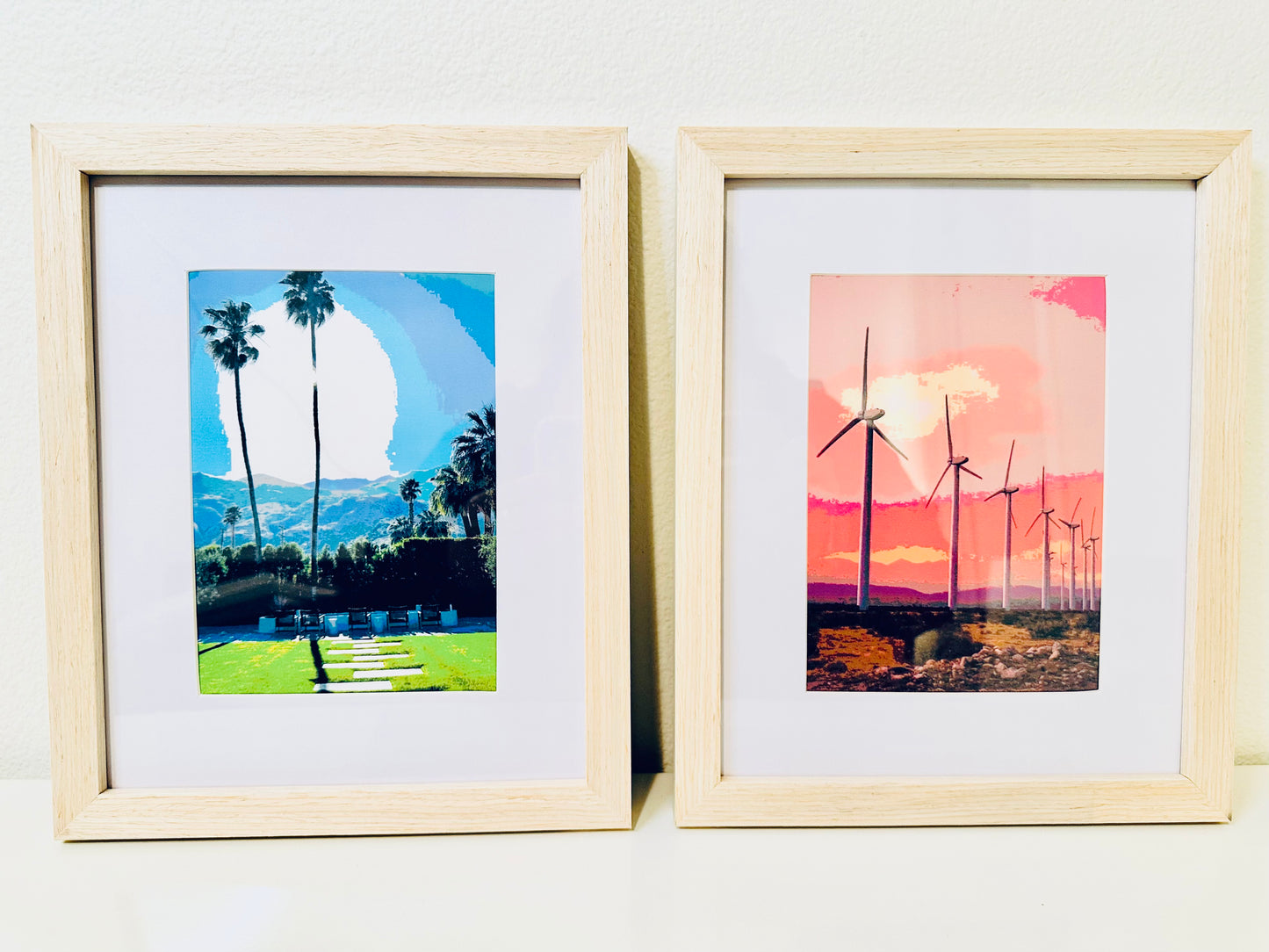 Palm Spring Desert Landscape WINDMILLS Framed Printed Artwork Home Decor