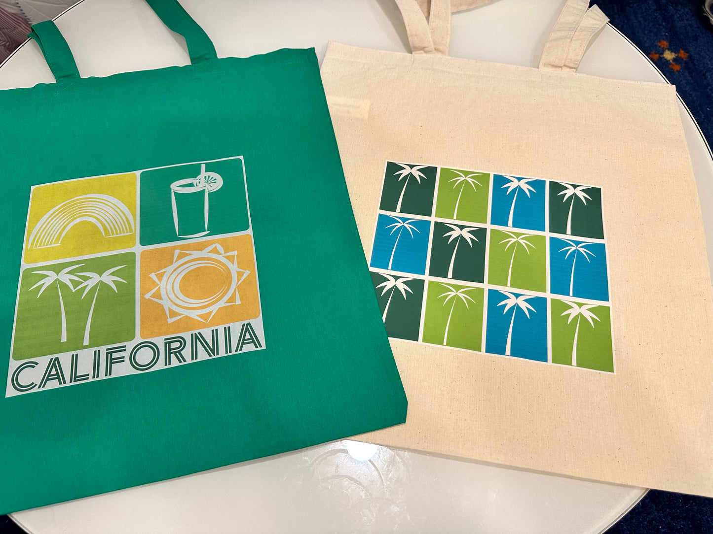 White MANY PALMS Palm Tree Pool or Beach Unisex Cotton Reusable Tote Bag