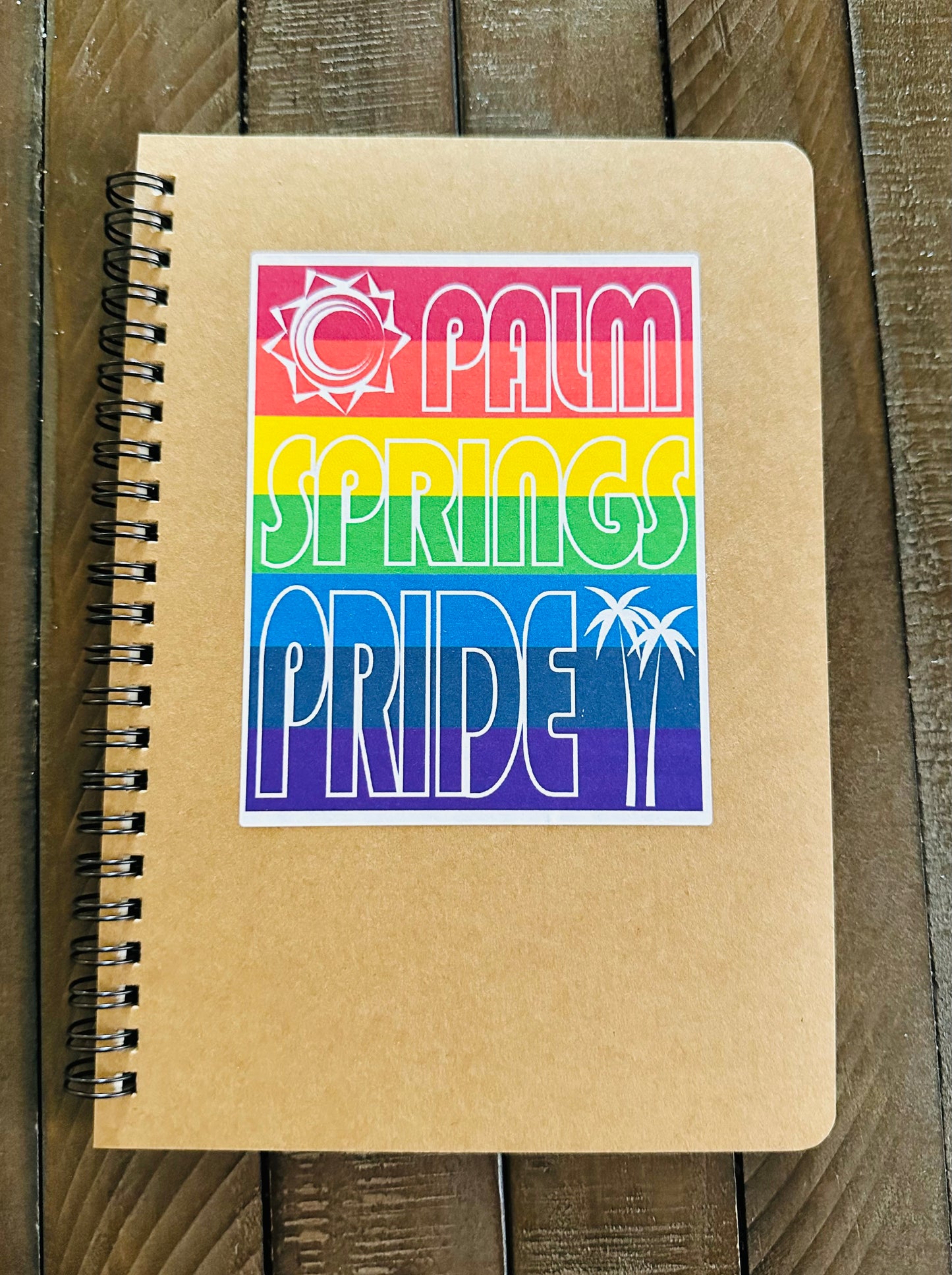 Palm Springs Pride Spiral Kraft A5 8.25x5.5 Journal Sketch Home Office School or Travel notebook