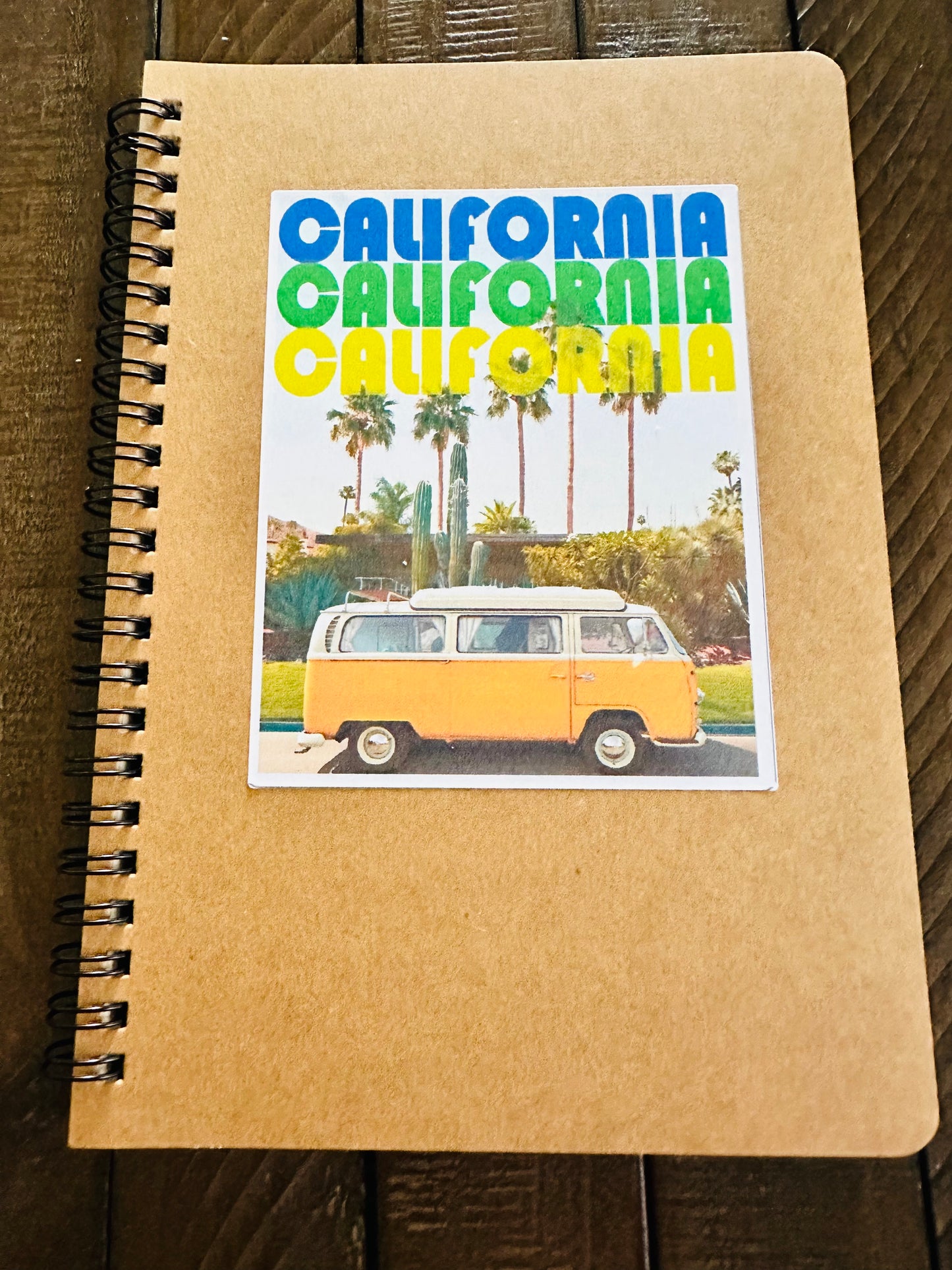 CALIFORNIA SURF BUS Spiral Kraft A5 8.25x5.5 Journal Sketch Home Office School or Travel notebook