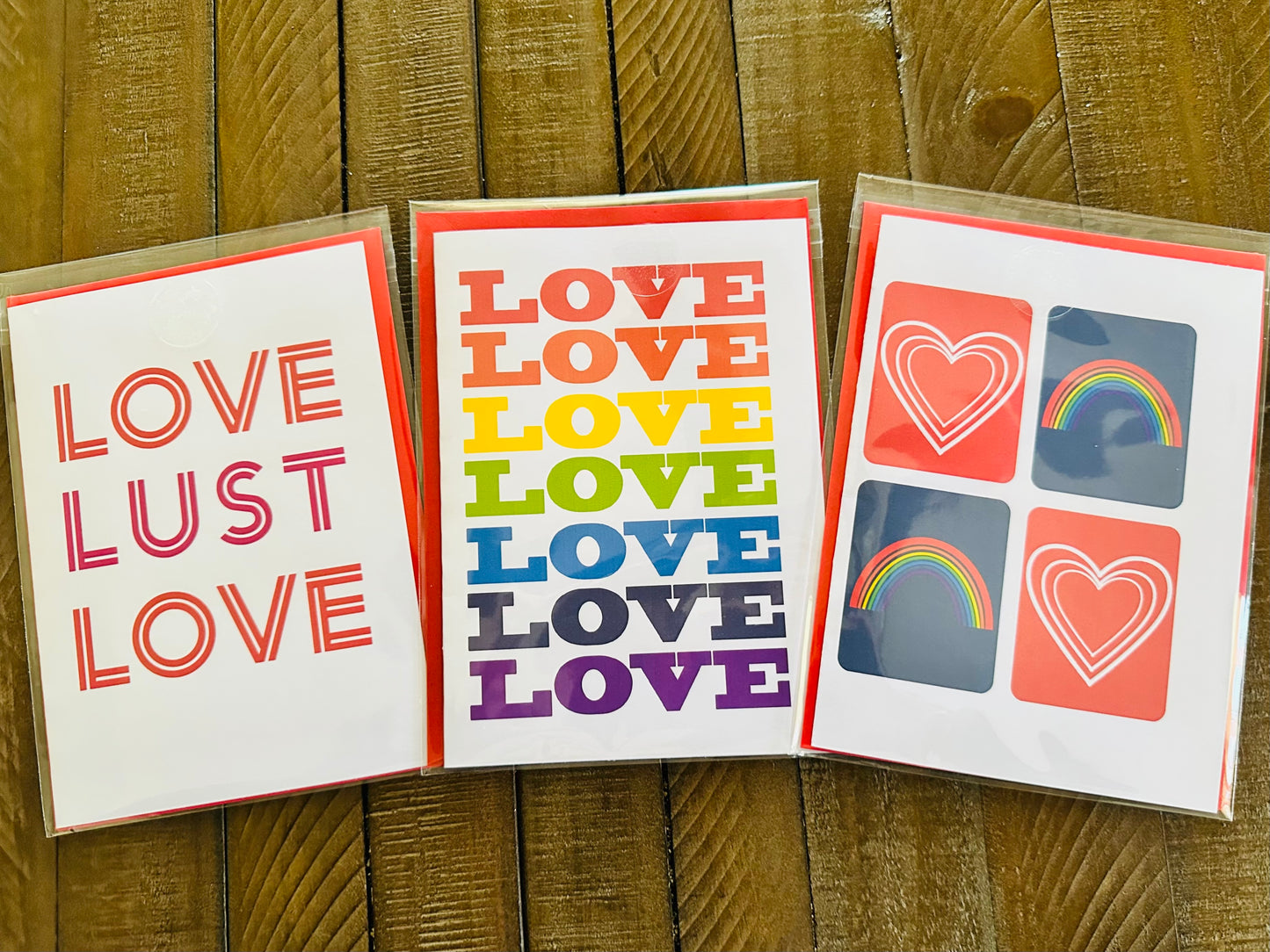 RAINBOWS & HEARTS Happy Anniversary Greeting Card 5x7 Pride inspired card