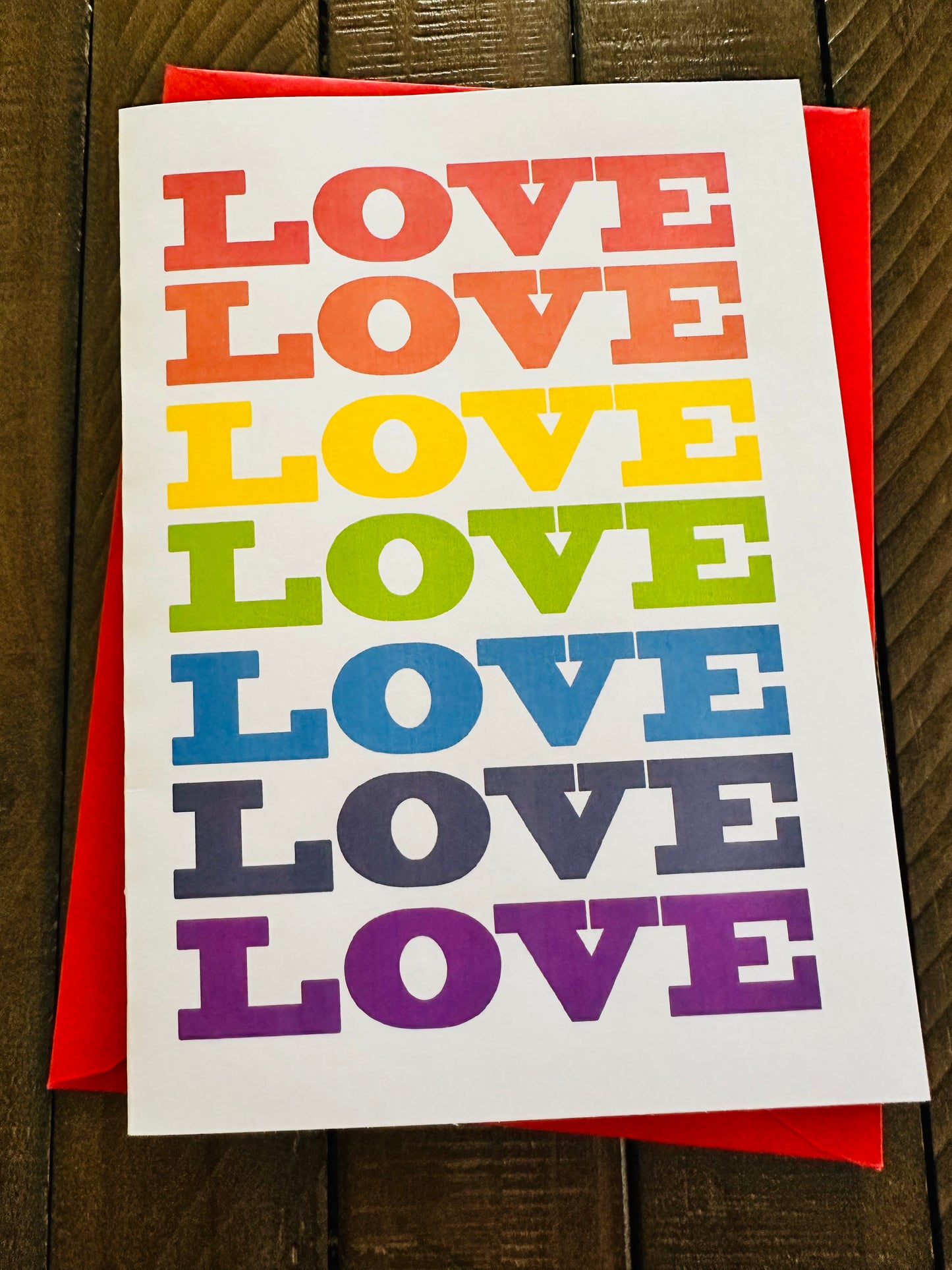 LOVE X 7 Pride Rainbow colored Anniversary Card 5x7 LGBTQ+ card