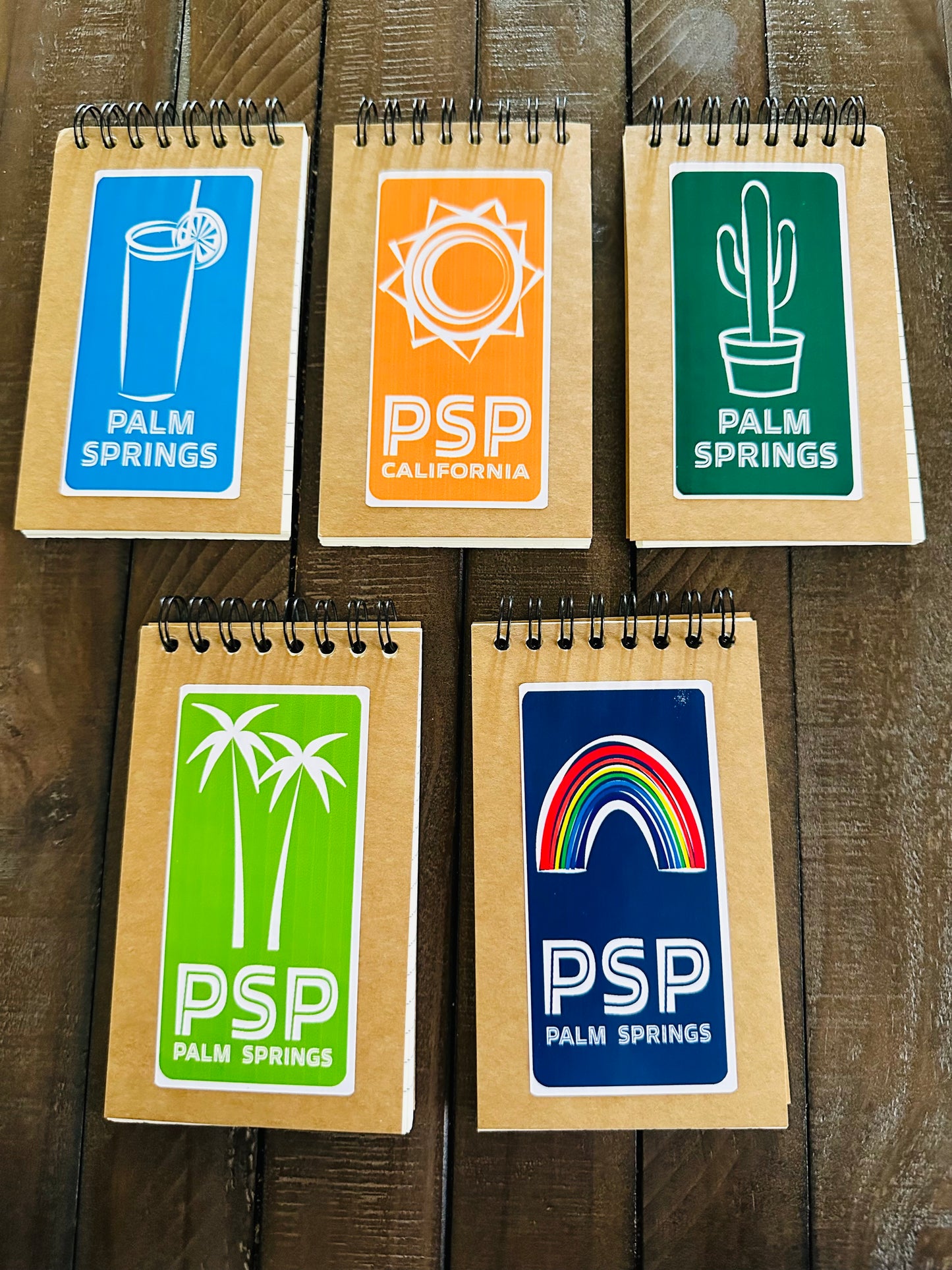 Palm Springs PSP Mini 3x5 Spiral Kraft Blank inside pages Memo Home Office School or Travel notebook