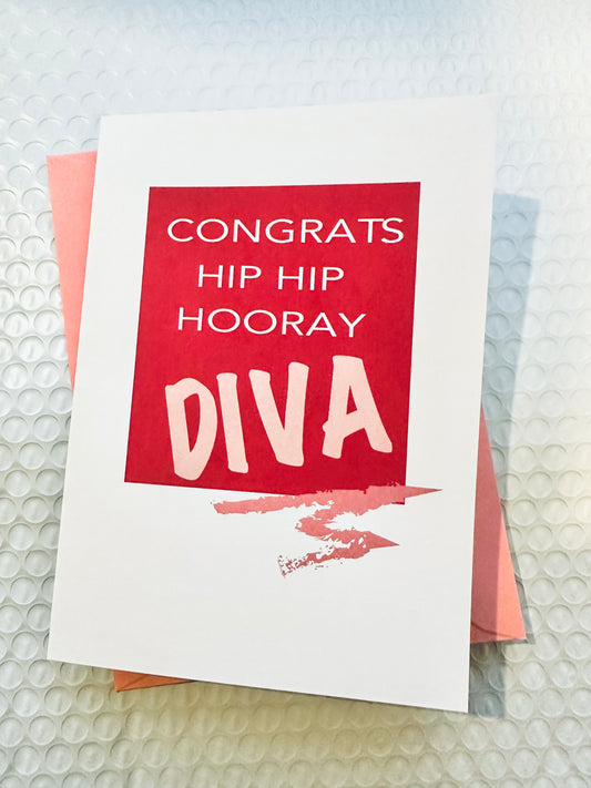 Congrats Hip Hip Hooray DIVA 5x7 Congratulations Encouragement Greeting Card