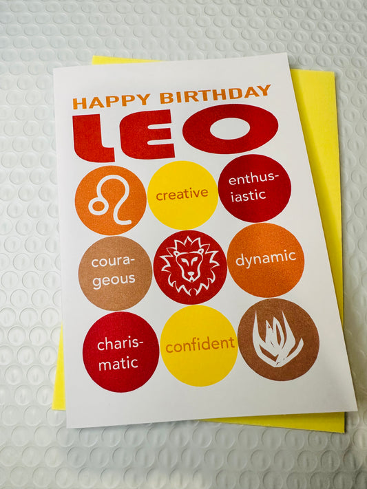 LEO HAPPY BIRTHDAY Astrology Greeting Card