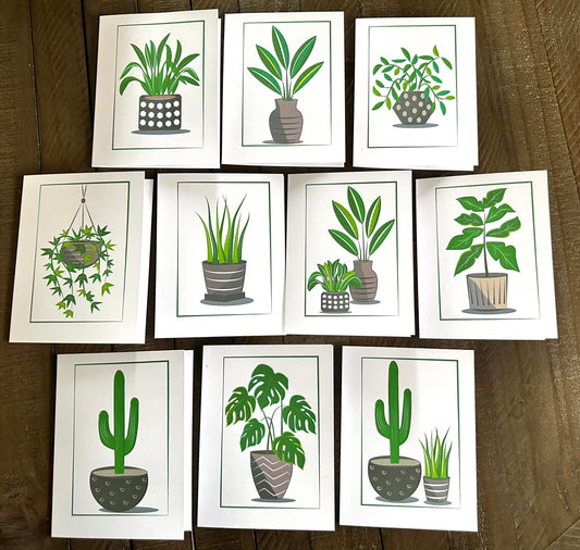 PLANT LIFE Note Cards A2 size Modern & Colorful Stationery Cards Boxed set of 10