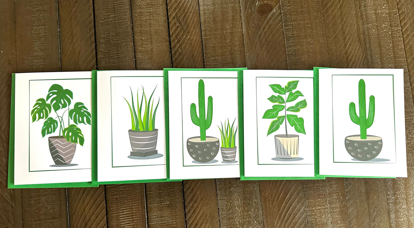 PLANT LIFE Note Cards A2 size Modern & Colorful Stationery Cards Boxed set of 10