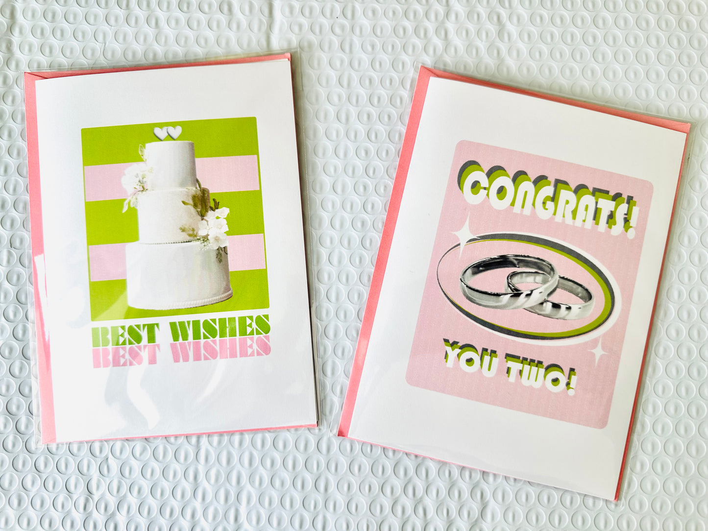 Best Wishes! Cake!  5X7 Congratulations Modern Engagement Wedding Greeting card