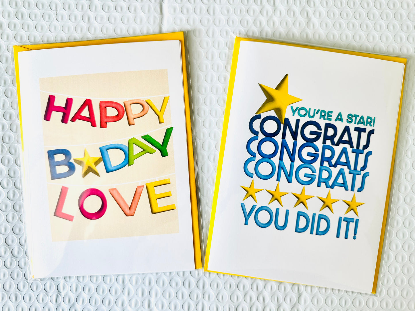Happy Birthday Love 5x7 Birthday Balloon lettering & star greeting card