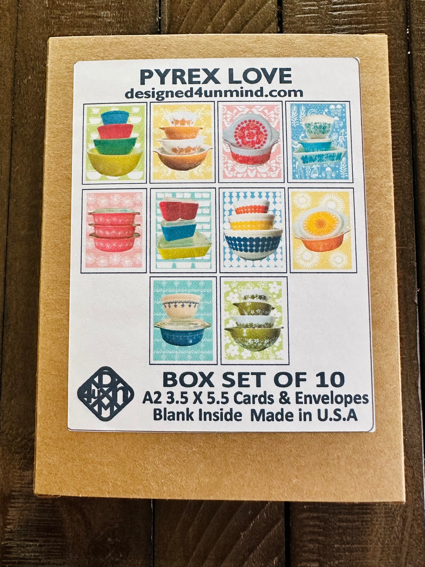 PYREX LOVE Note Cards A2 size Modern & Colorful Stationery Cards Boxed set of 10