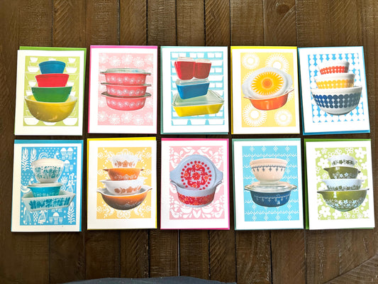 PYREX LOVE Note Cards A2 size Modern & Colorful Stationery Cards Boxed set of 10