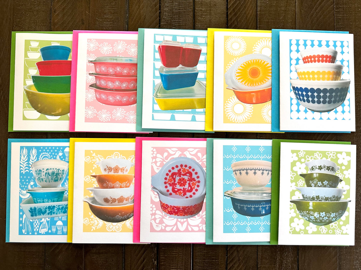 PYREX LOVE Note Cards A2 size Modern & Colorful Stationery Cards Boxed set of 10