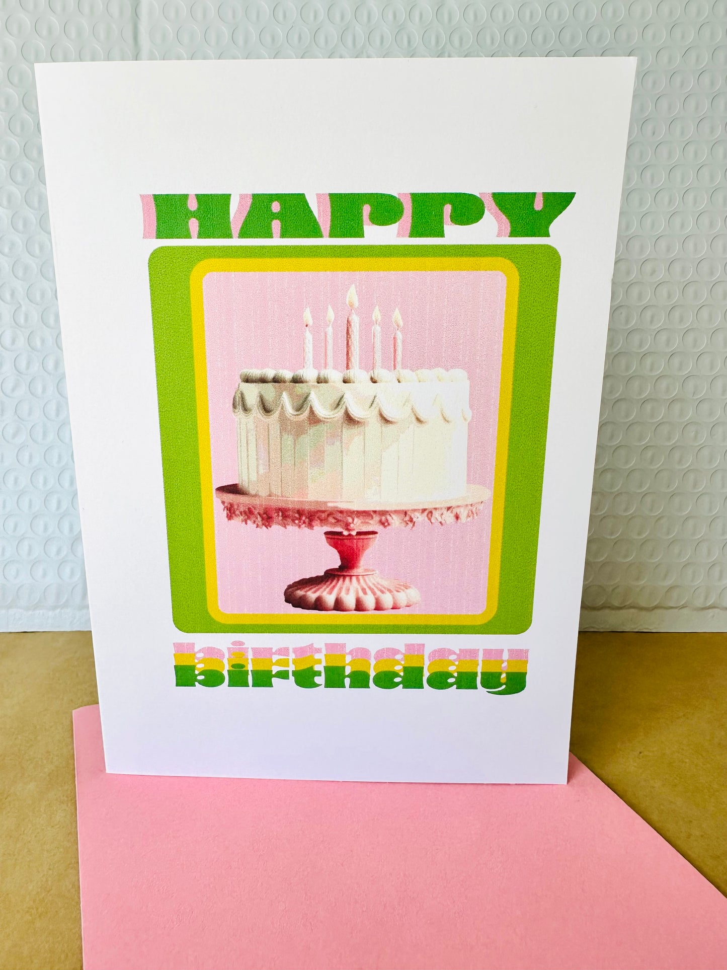 Happy Birthday & HBD Make a wish! 5x7 Birthday Cake Fancy or with sprinkles greeting card