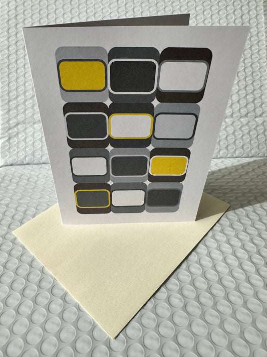 Grey SOFT SQUARES A2 Geometric boxed note card set of 10
