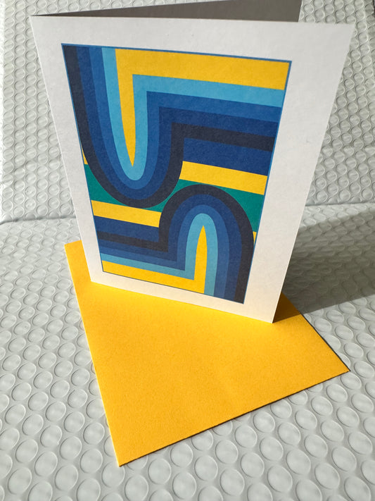 Yellow 70's ARCH A2/size Geometric boxed note card set of 10