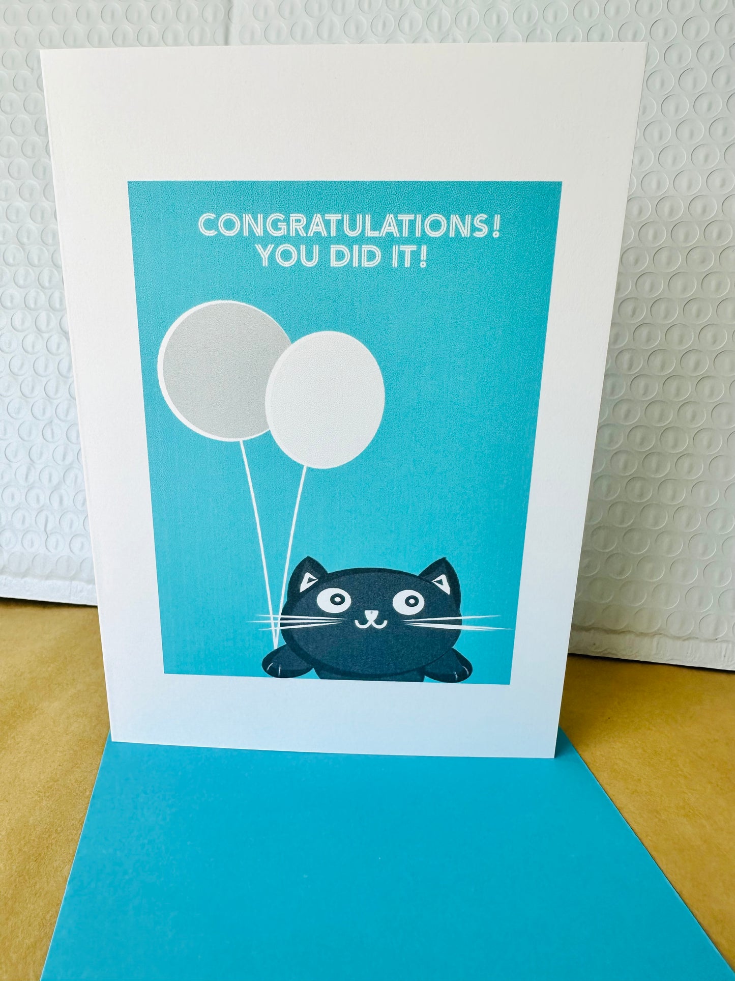 Congratulations! You did it! 5X7 Cat Greeting card for those cat lovers in our lives