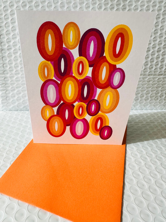 Orange ELLIPSES A2 Geometric boxed note card set of 10