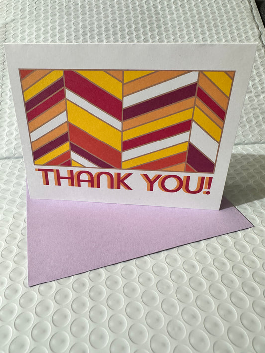 Purple Chevron THANK YOU Cards A2 size Geometric boxed note card set of 10