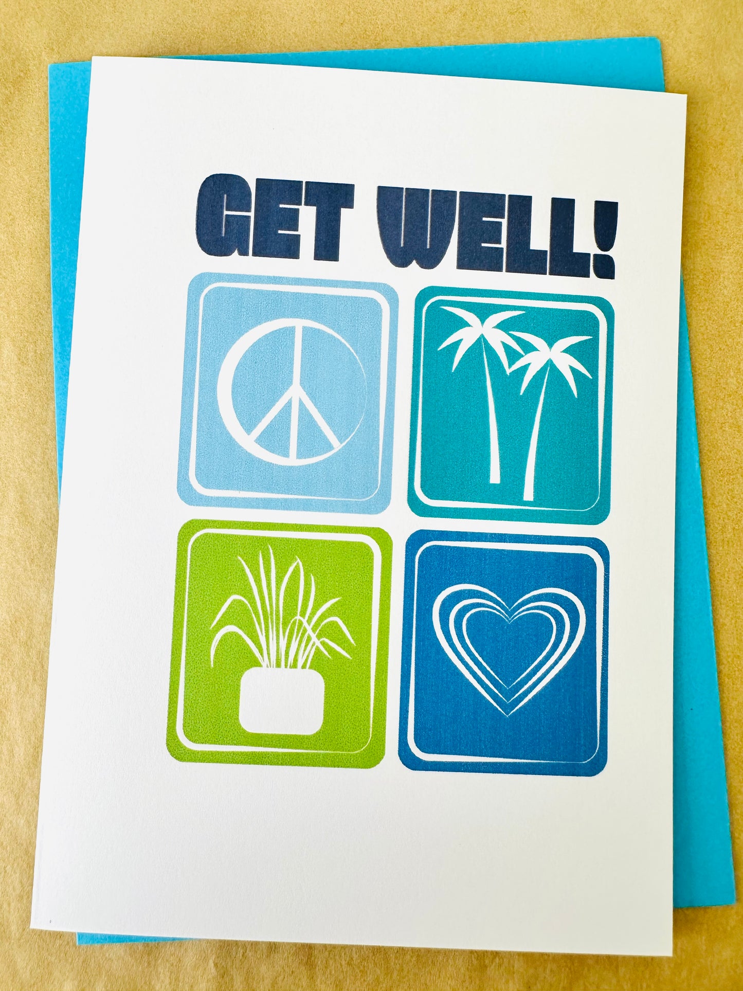 Get Well! Wishing you a speedy recovery! hearts and plants 5x7 Greeting card
