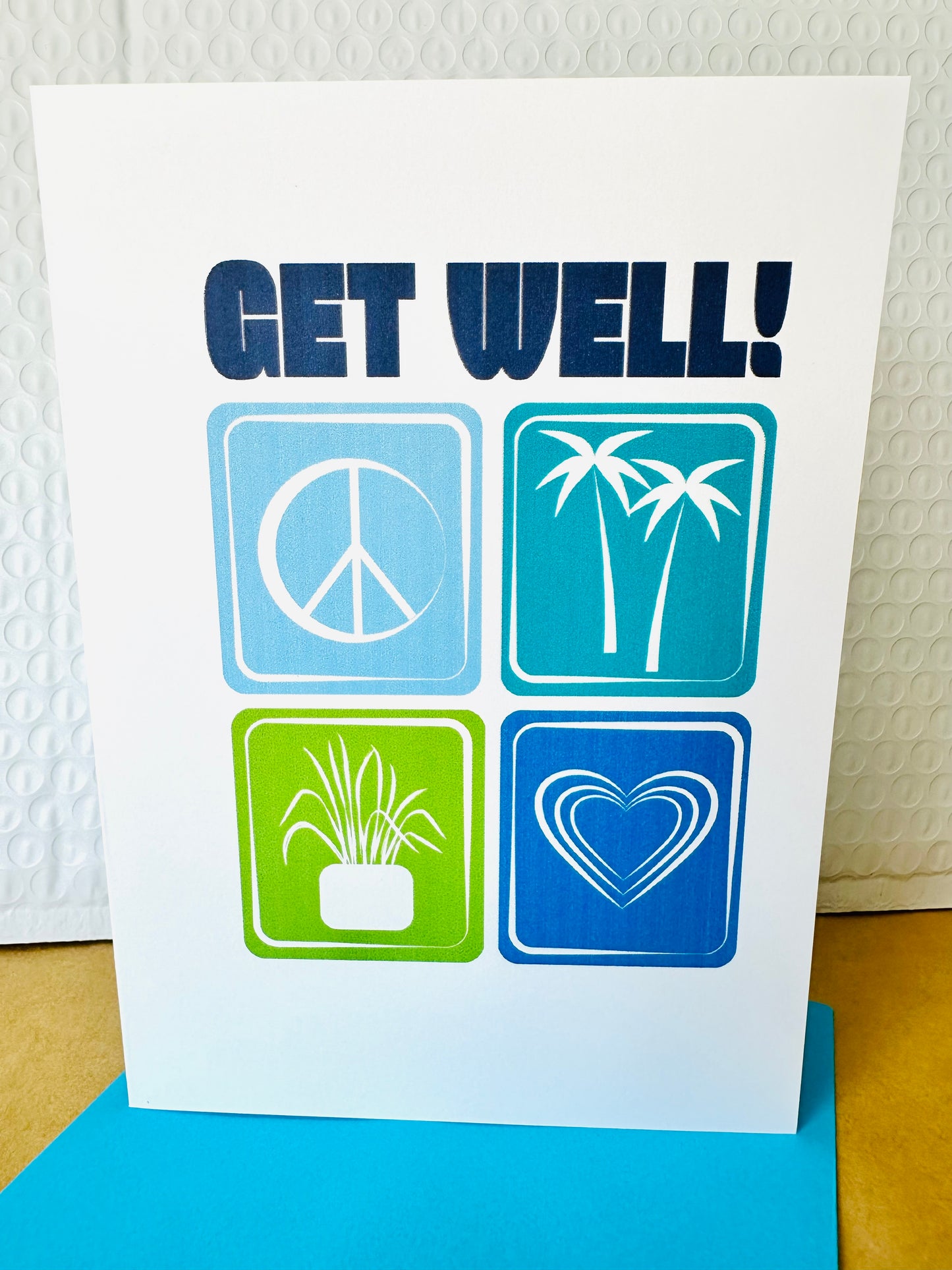 Get Well! Wishing you a speedy recovery! hearts and plants 5x7 Greeting card