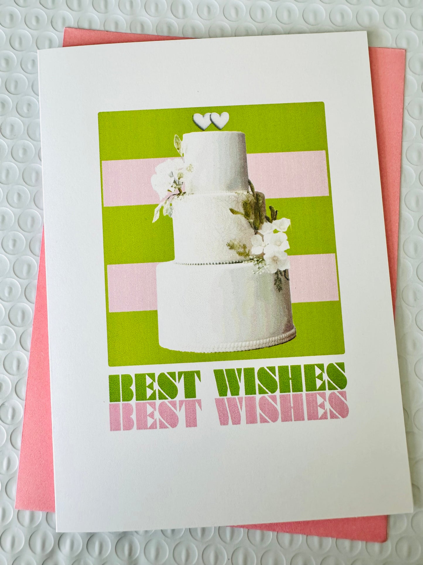 Best Wishes! Cake!  5X7 Congratulations Modern Engagement Wedding Greeting card