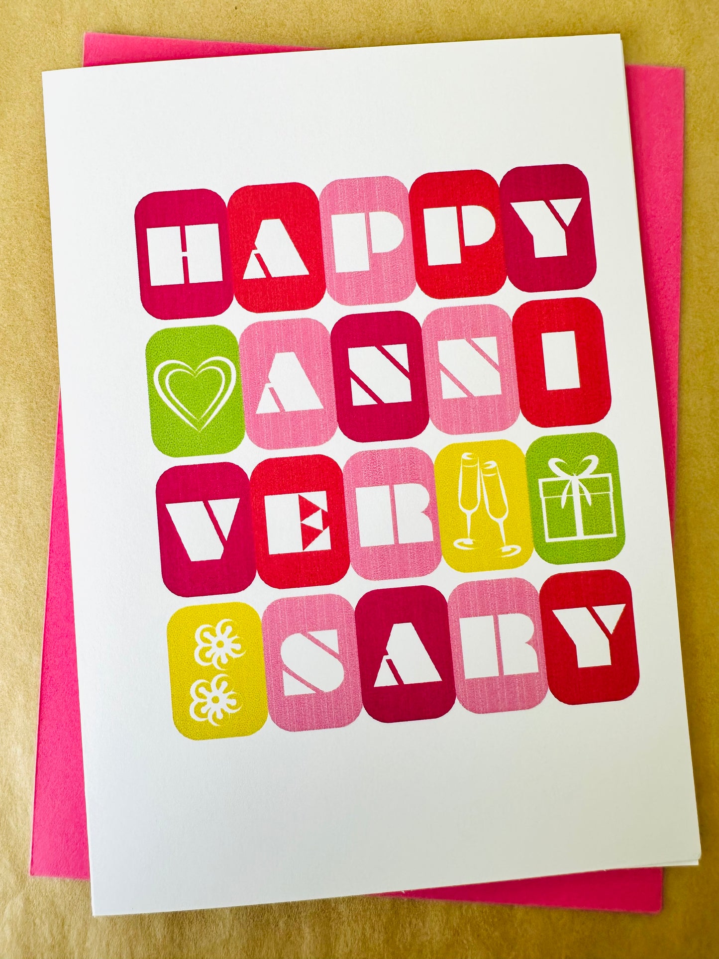 Happy Anniversary! Pink or Blue Let's Celebrate! 5x7 Modern Anniversary Greeting card