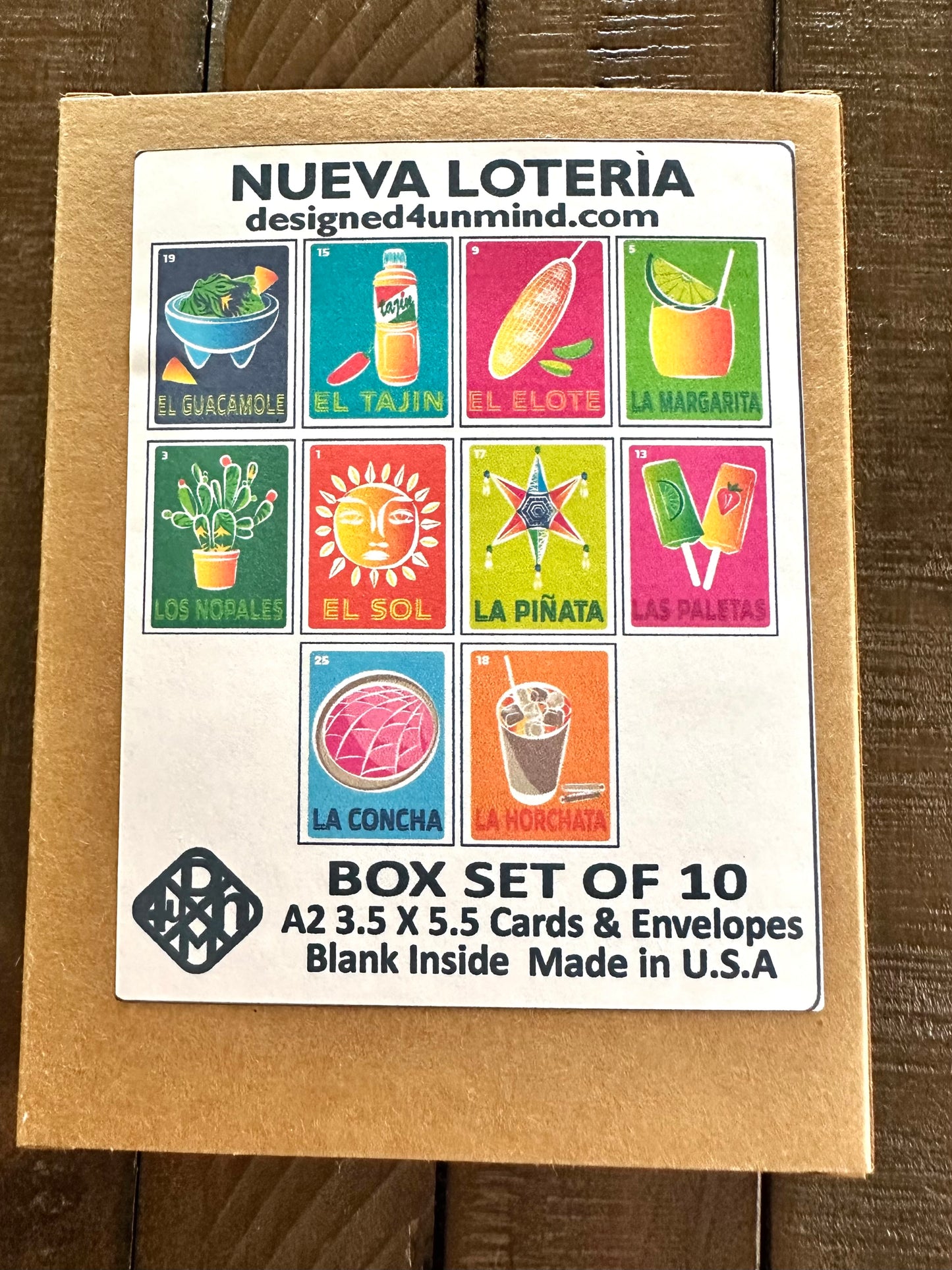 Nueva Loteria Spanish Note Cards A2 size Modern & Colorful Stationery Cards Boxed set of 10