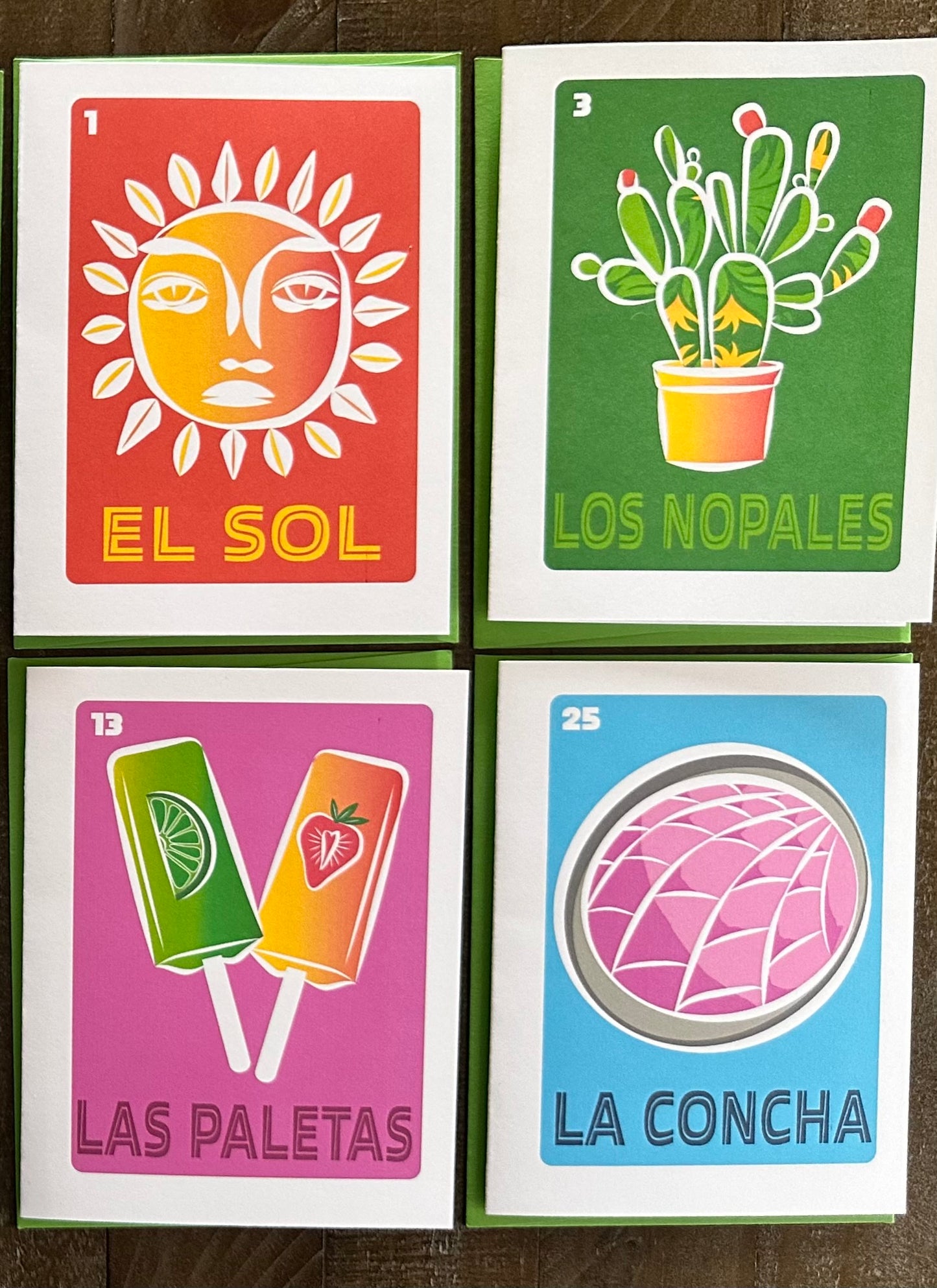 Nueva Loteria Spanish Note Cards A2 size Modern & Colorful Stationery Cards Boxed set of 10