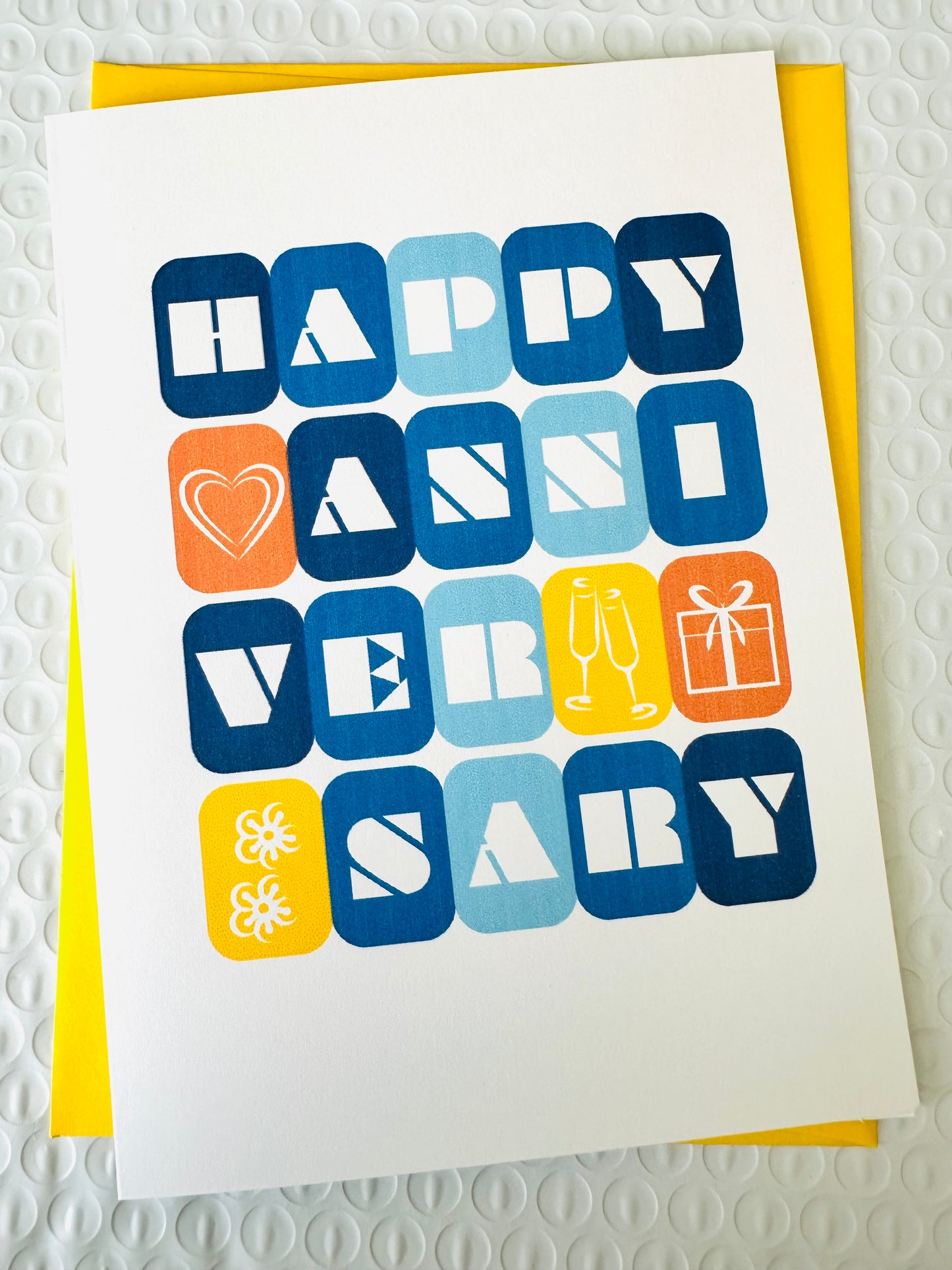 Happy Anniversary! Pink or Blue Let's Celebrate! 5x7 Modern Anniversary Greeting card