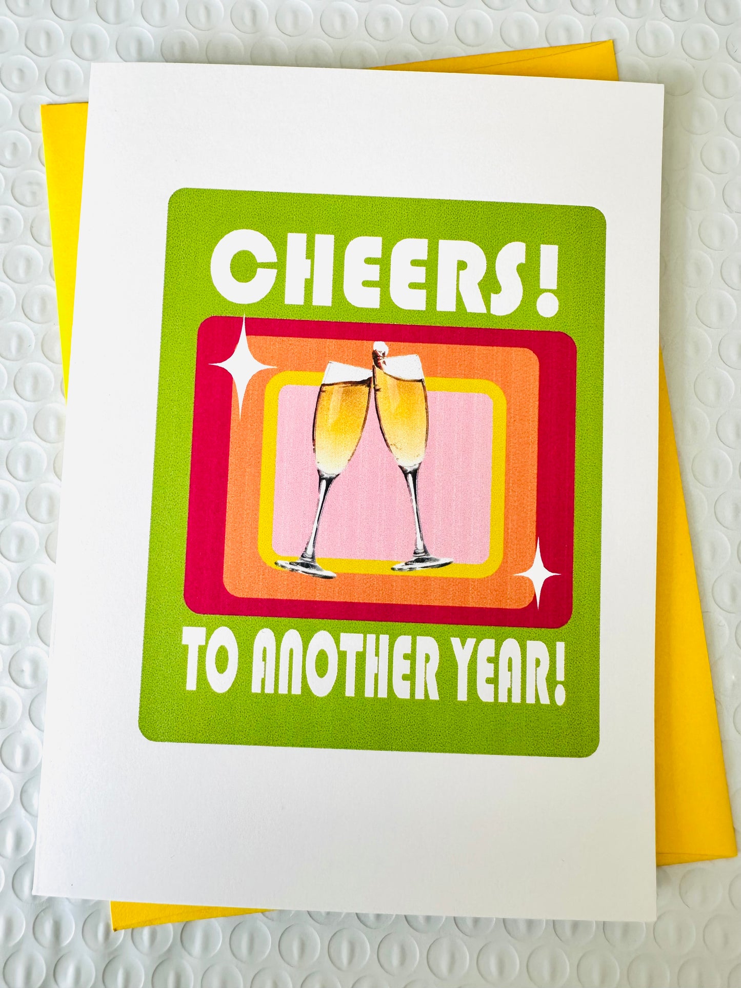 Cheers to another Year! Champagne Toast 5x7 Modern Happy Anniversary Greeting card