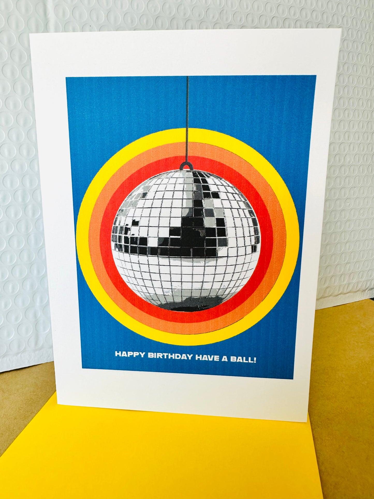 Happy Birthday Queen or Have a Ball!  5x7 Disco Mirror Party ball greeting card for are party friends