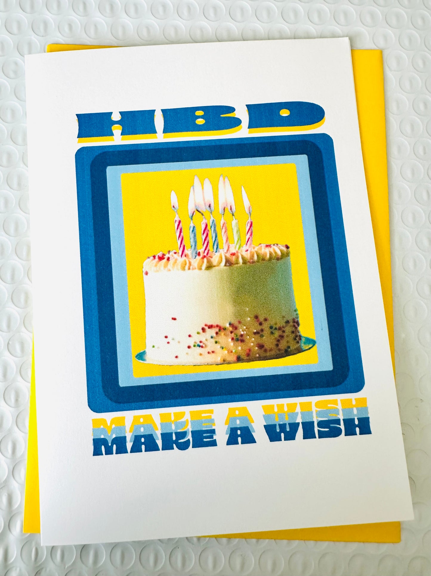 Happy Birthday & HBD Make a wish! 5x7 Birthday Cake Fancy or with sprinkles greeting card