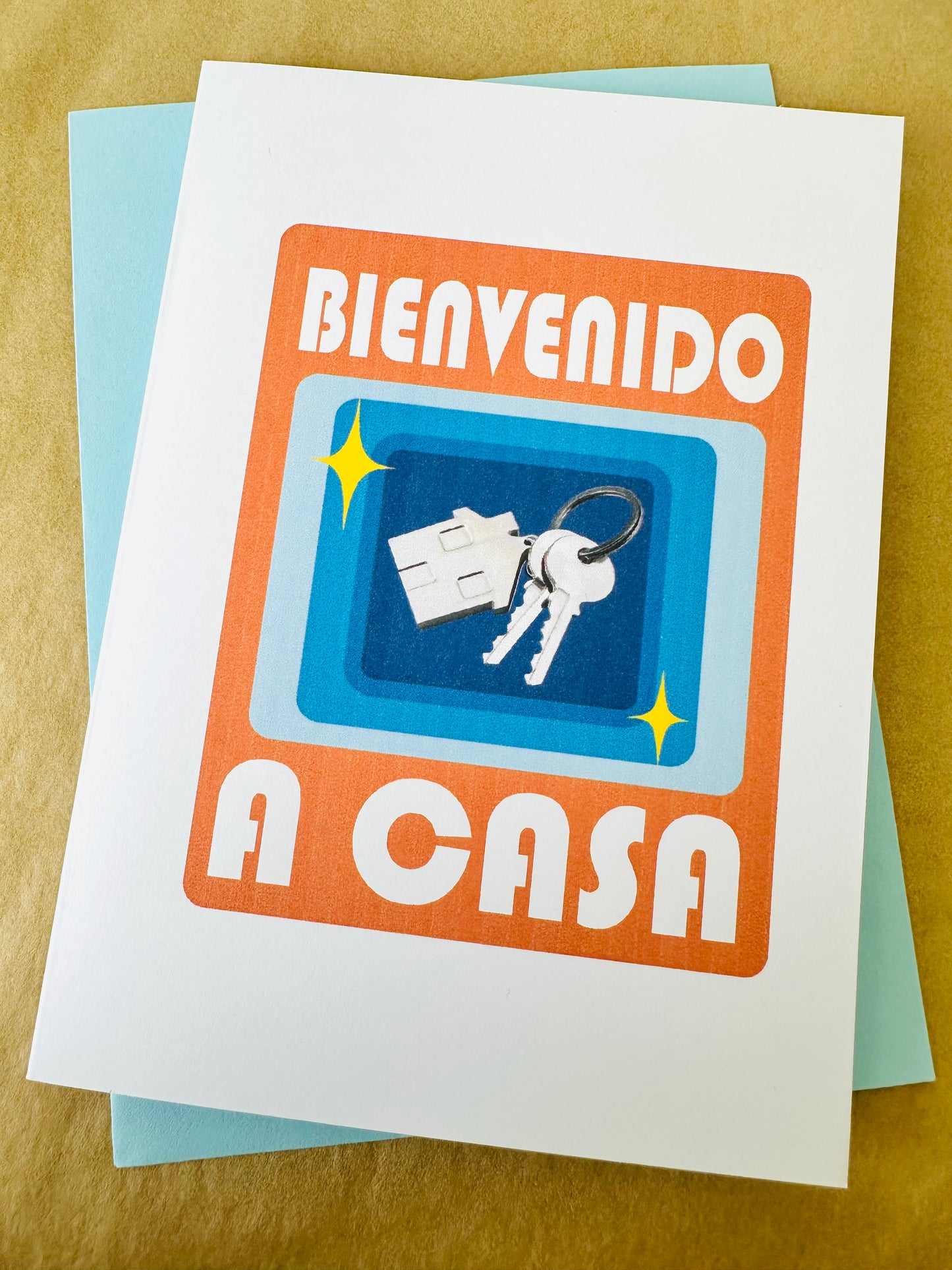 Welcome Home! & Bienvenido a casa 5x7 Greeting card for congrats on the new home!