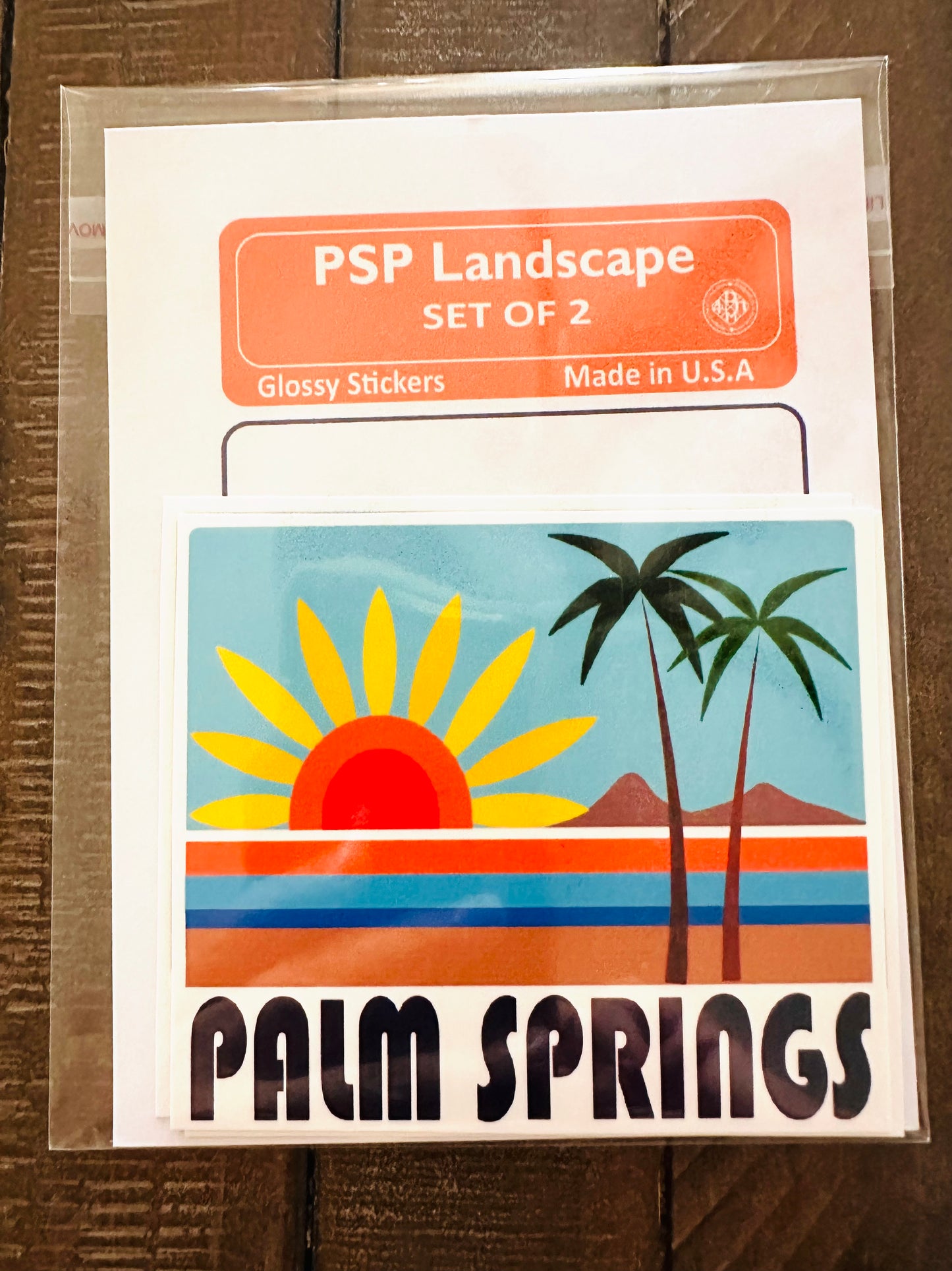 PALM SPRINGS Stickers Landscape or Icons sun palms cocktails glossy decals