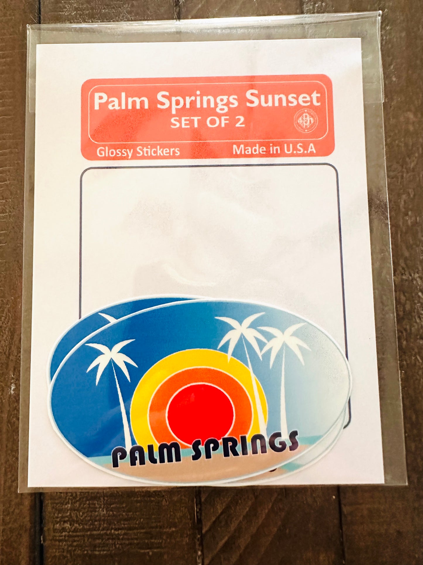 PALM SPRINGS Stickers Landscape or Icons sun palms cocktails glossy decals