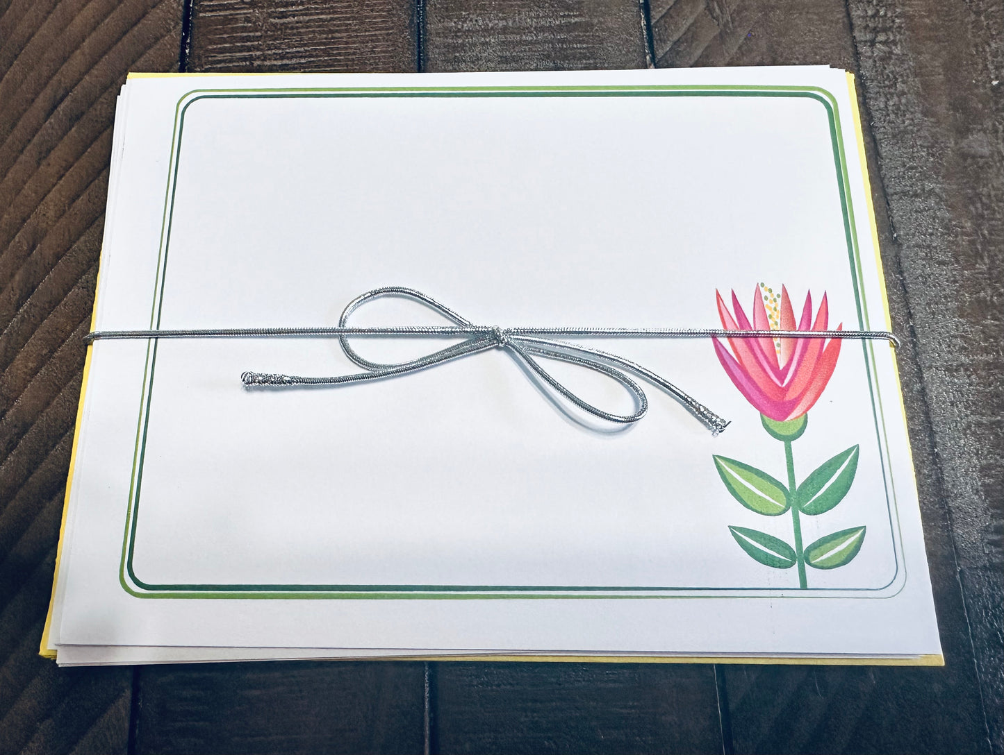 LOTUS GARDEN Floral Note Cards Stationery set of 10