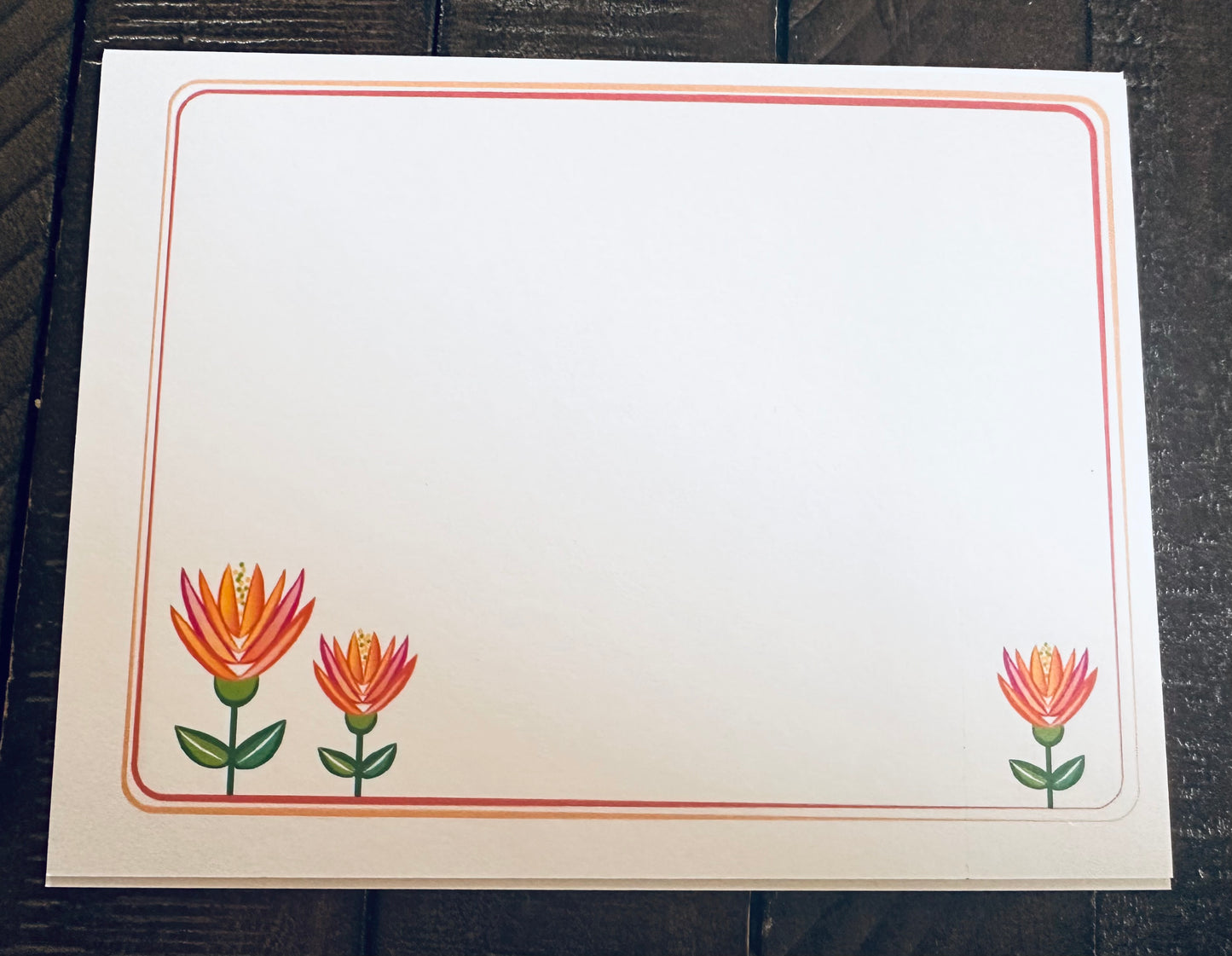 LOTUS GARDEN Floral Note Cards Stationery set of 10