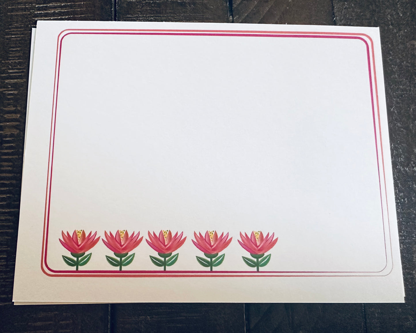 LOTUS GARDEN Floral Note Cards Stationery set of 10
