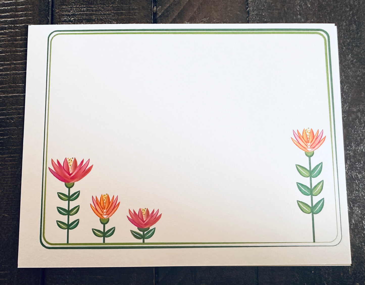 LOTUS GARDEN Floral Note Cards Stationery set of 10
