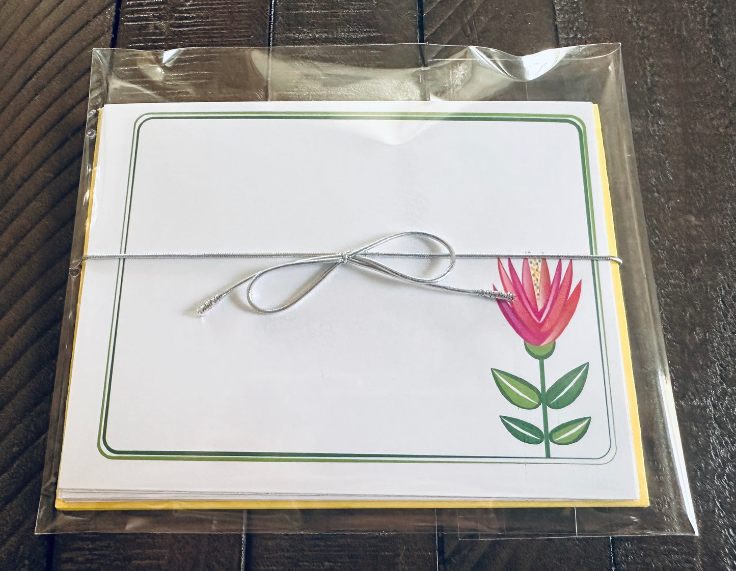 LOTUS GARDEN Floral Note Cards Stationery set of 10