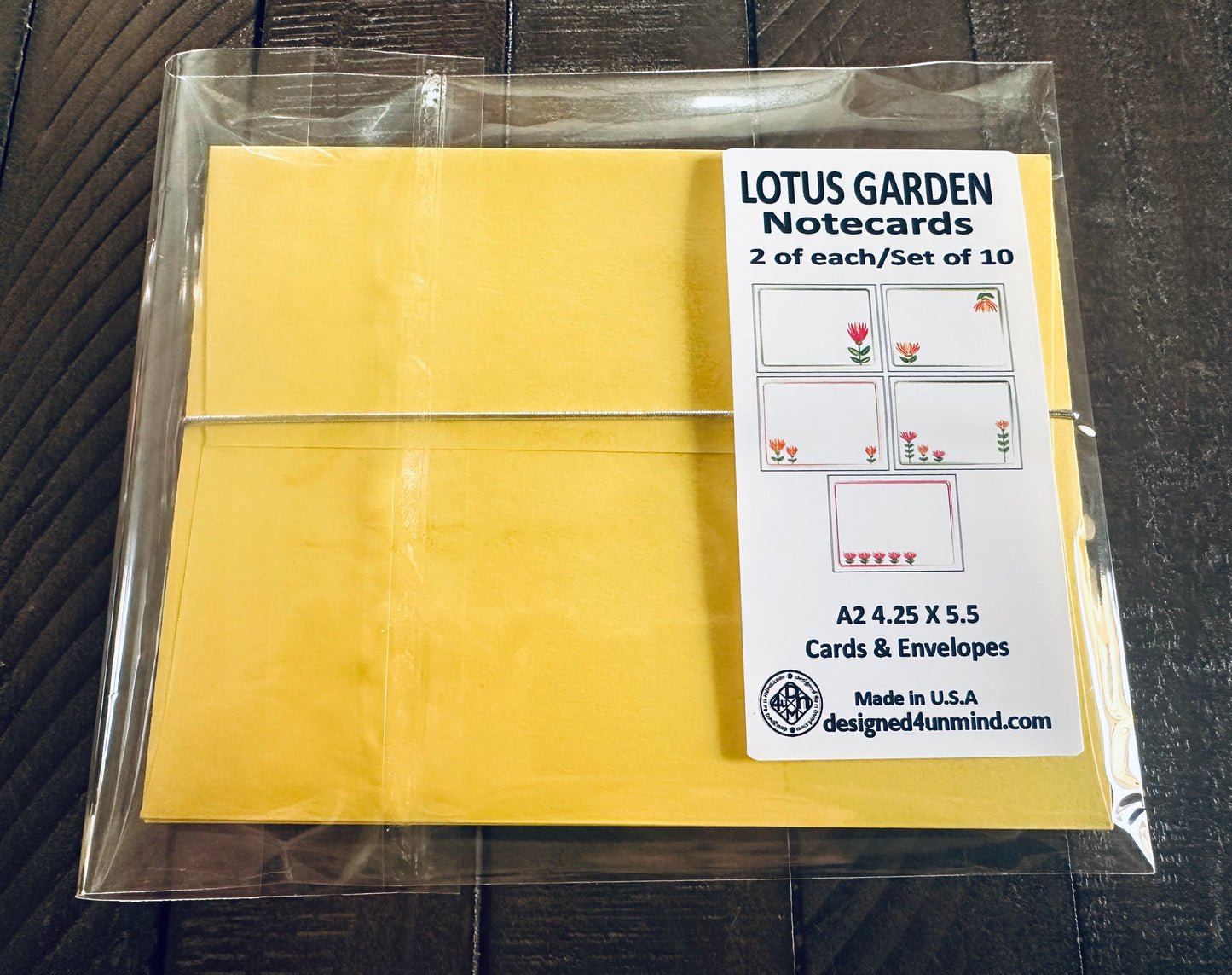 LOTUS GARDEN Floral Note Cards Stationery set of 10