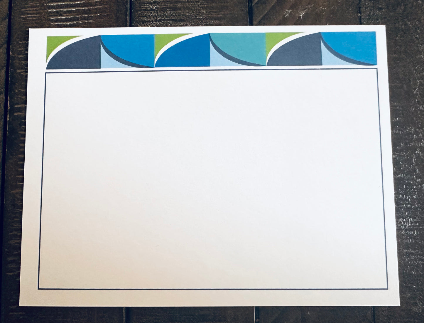 Blue BORDER GEO A2 Size Geometric note card set of 10